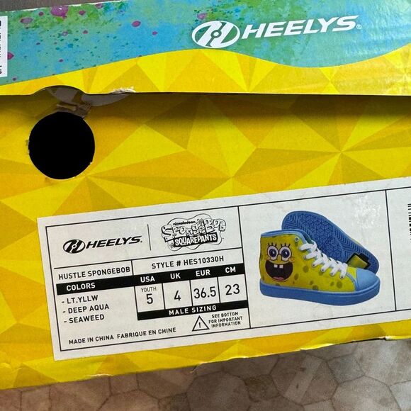 Heelys Unisex Kid's Hustle (Hes10330) Spongebob Skate Shoes High Top. US size 5Y - Picture 11 of 12
